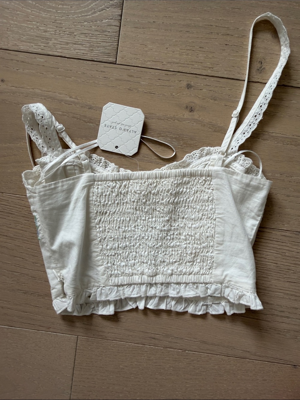 Embroidered White Floral Bustier corset alter’d state Crop Top - Picture 7 of 7